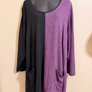 Avenue Black and Purple Colorblock Tunic